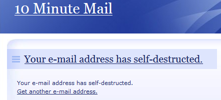 10 minute mail - self destruct