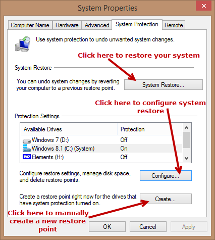 system restore - settings-config