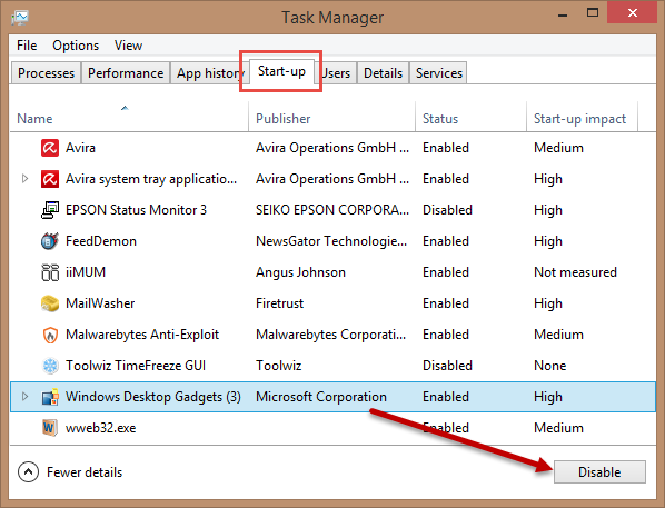 task manager startup task manager startup