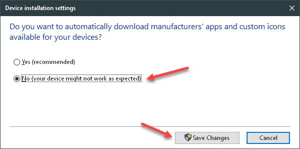 windows 10 auto driver install disable